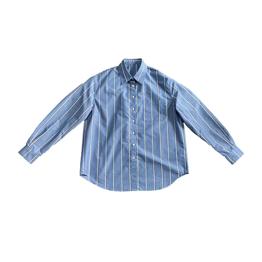 Women's 100% Cotton Blue Striped Long Sleeve Classic Shirt