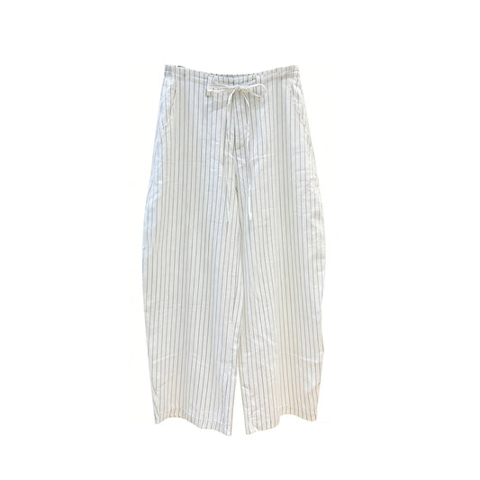 Women's Casual Beige Stripe Relaxed Pants With Two Pockets