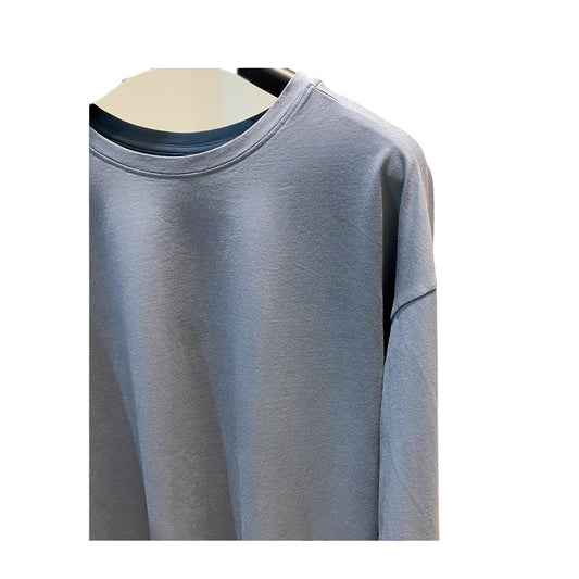 Women's Crew-Neck Long Sleeve Blue T-Shirt Soft Top
