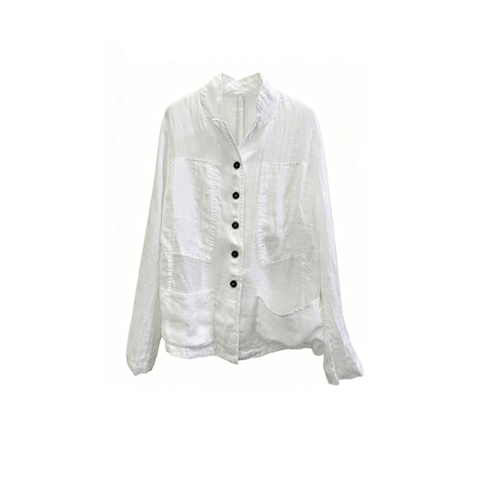 Women's Ramie Slim Fit Long Sleeve Shirt Soft Summer Top