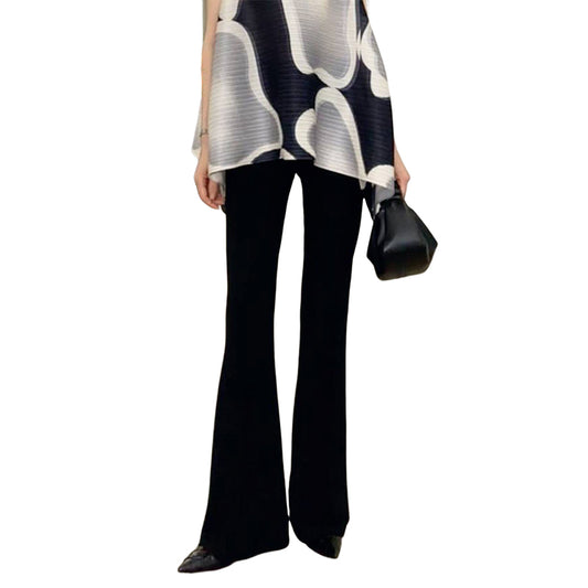 Women's Stretch Flared Pants Elastic Waist Long Trousers