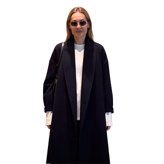 Women’s Double Faced Wool Coat Long Warm Winter Elegant Overcoat