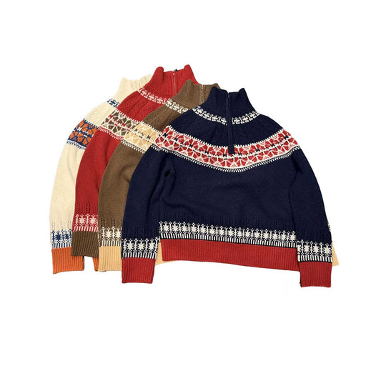 Women’s Vintage High Neck Wool Sweater Winter Warm Knit Pullover