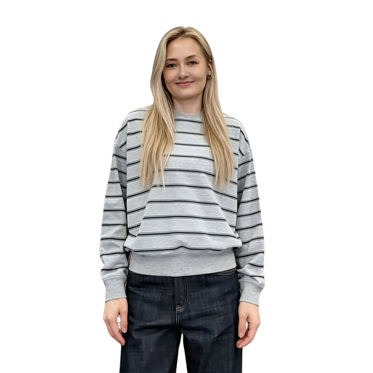 Women’s Casual Top Striped Crew Neck Long Sleeve Pullover