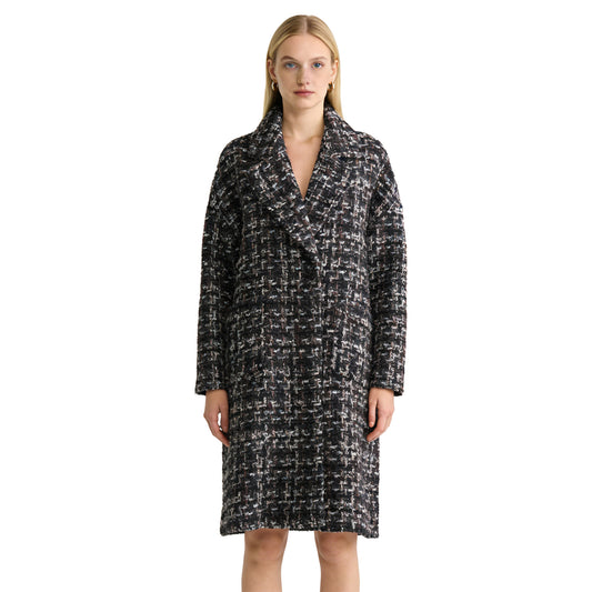 Women’s Mid-Length Classic Tweed Boucle Coat Elegant Purple Outerwear