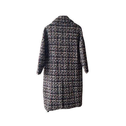 Women’s Mid-Length Classic Tweed Boucle Coat Elegant Purple Outerwear