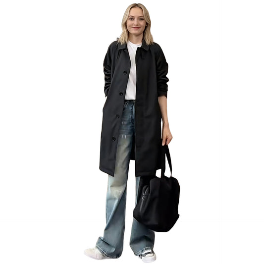 Women's Minimal Single Breasted Trench Coat Mid Length