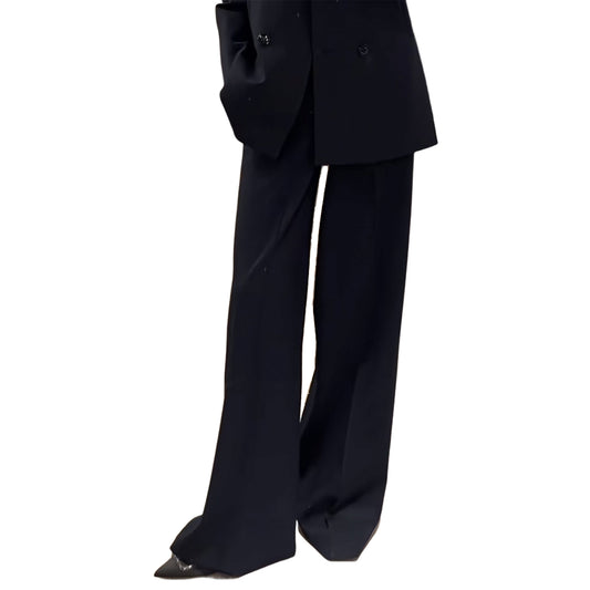 Women’s Minimal Straight Leg Trousers Black and Navy Dress Pants
